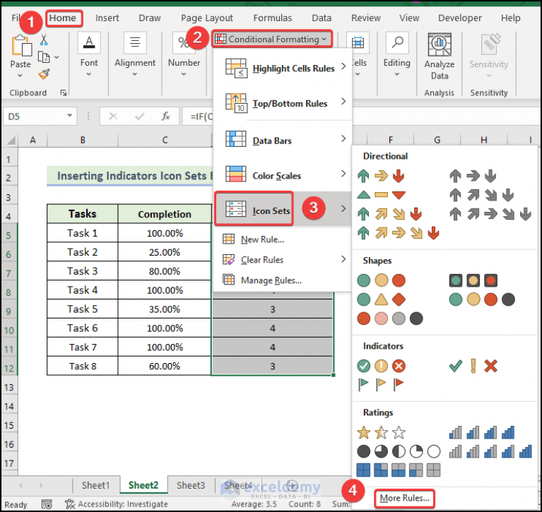 Excel Conditional Formatting Icon Sets Based on Another Cell