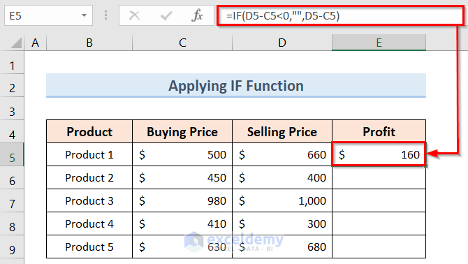 Excel Formula To Return Blank If Cell Value Is Negative