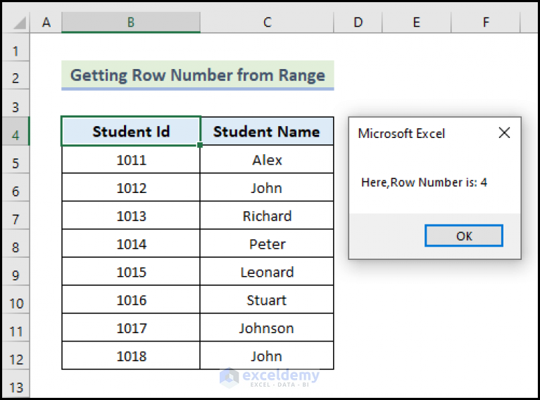 How To Get Row Number From Range With Excel VBA 9 Examples 