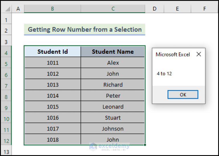 How to Get Row Number from Range with Excel VBA (9 Examples)