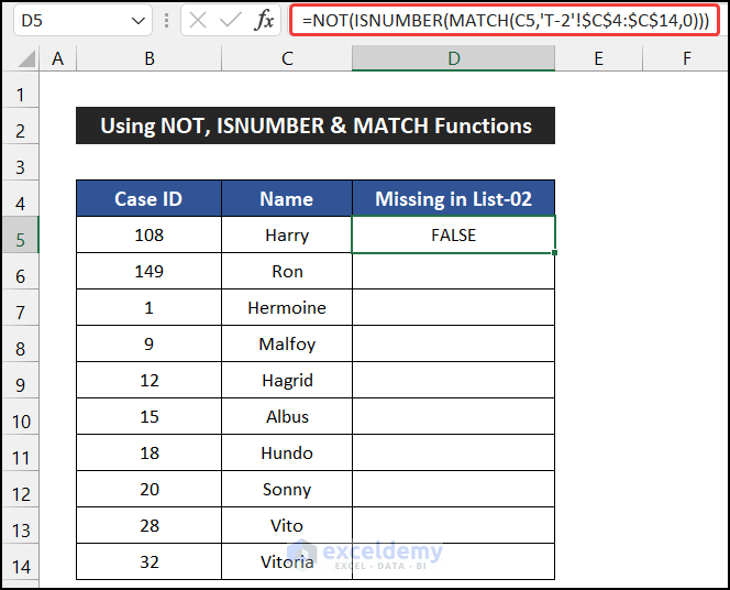 How To Compare Two Excel Sheets To Find Missing Data 7 Methods 