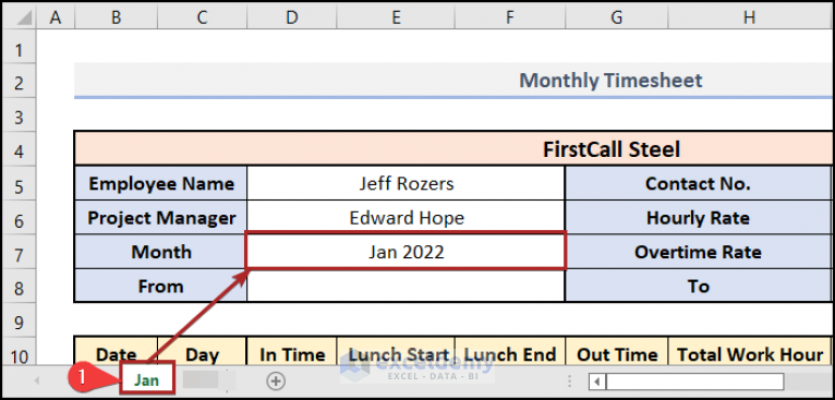 How to Create a Monthly Timesheet in Excel (with Easy Steps)