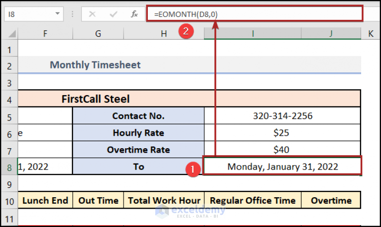 How to Create a Monthly Timesheet in Excel (with Easy Steps)