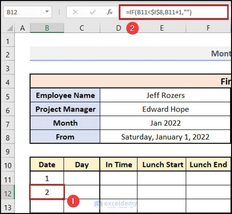 How to Create a Monthly Timesheet in Excel (with Easy Steps)