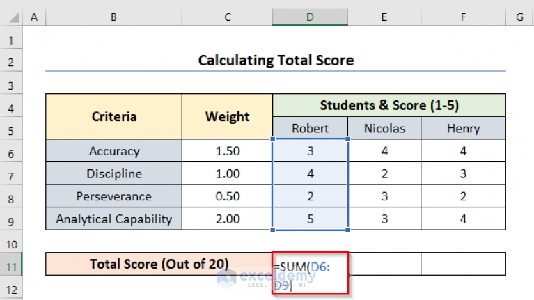 how-to-create-a-scoring-matrix-in-excel-with-easy-steps