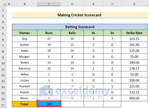 How To Make Cricket Scorecard In Excel (With Easy Steps)