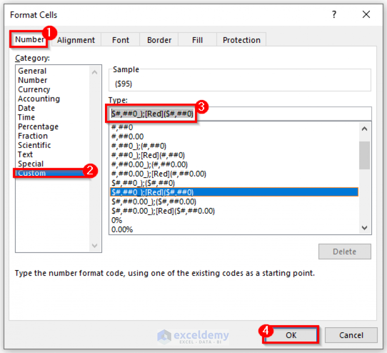 How to Make Negative Accounting Numbers Red in Excel (3 Ways)