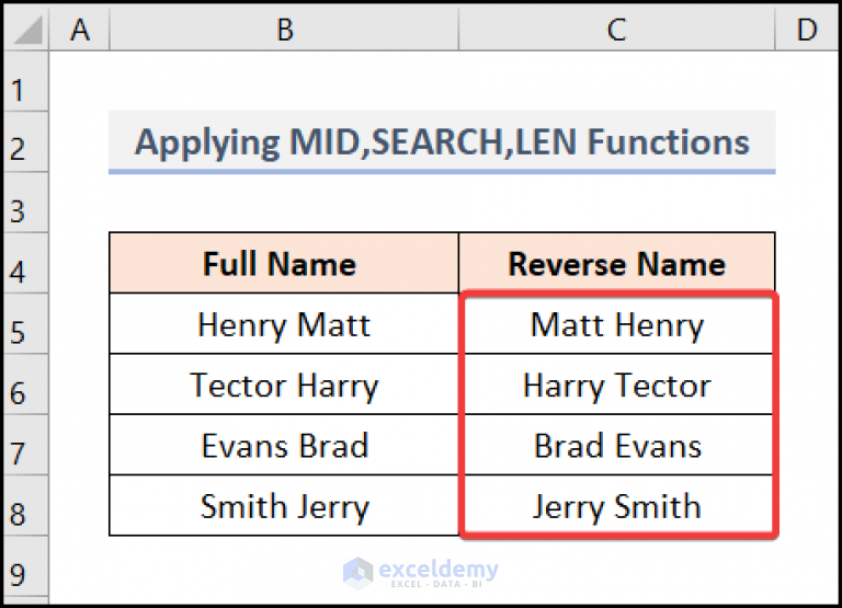 How To Reverse Names In Excel 5 Handy Methods Exceldemy 3722