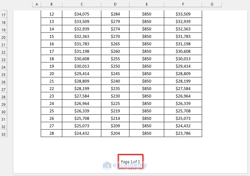 how-to-show-page-number-in-excel-background-2-ways