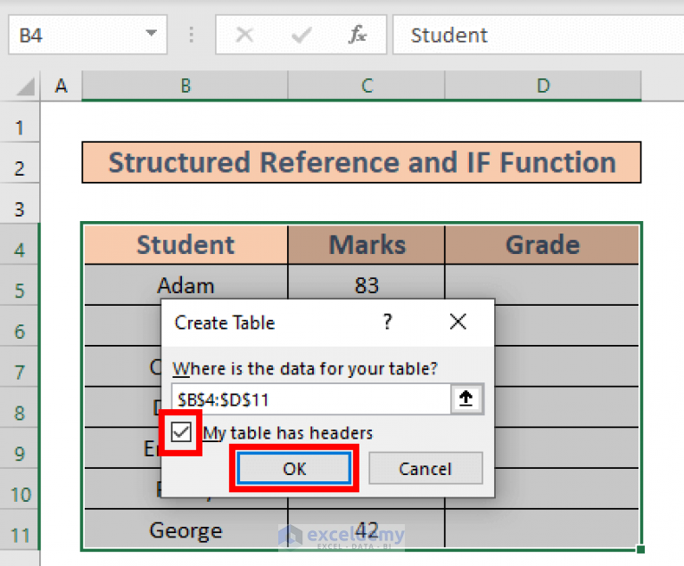 How To Use If Function And Structured Reference In Excel 3779
