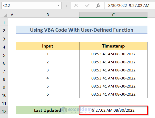 How To Insert Last Modified Date And Time In Excel Cell