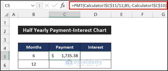 Create Half Yearly Interval Payment Table to Create Pay off Credit Card Debt Calculator