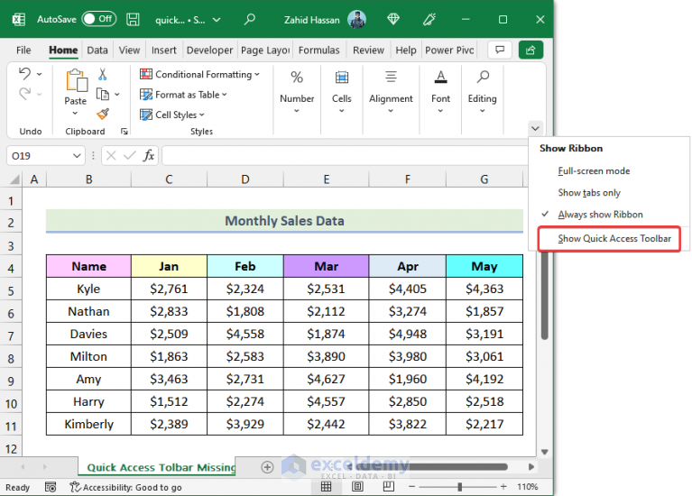 [Fixed!] Quick Access Toolbar in Excel Missing - ExcelDemy