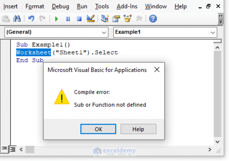 Sub or function not defined vba excel ошибка