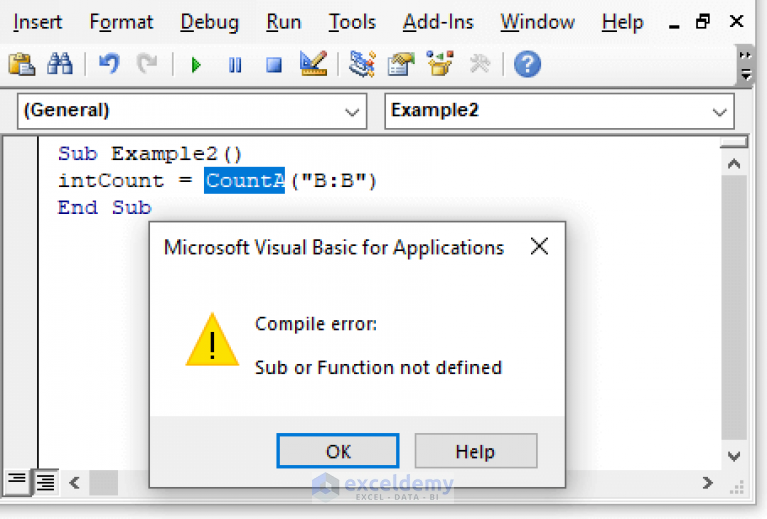 Sub or function not defined vba excel ошибка