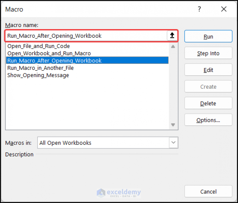 How To Open Workbook And Run Macro Using VBA (4 Examples)