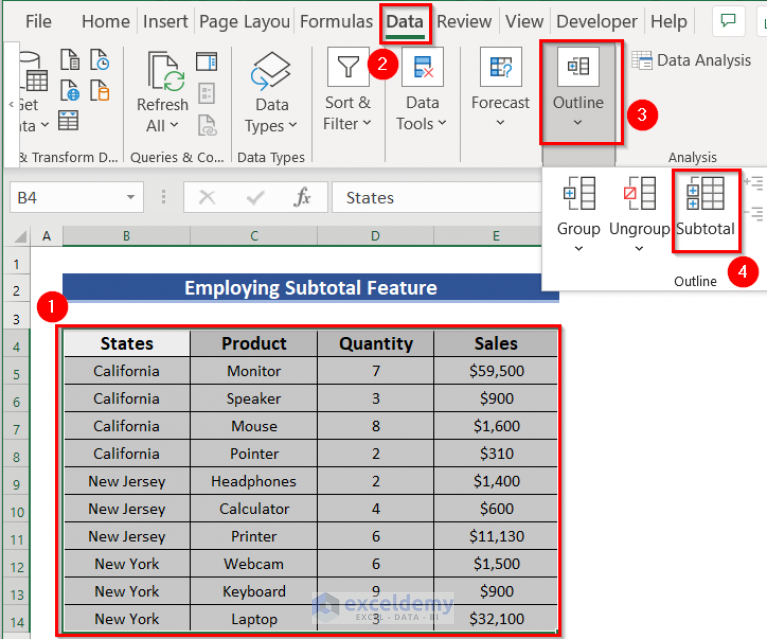 How to Do Subtotal Average in Excel (5 Suitable Ways)