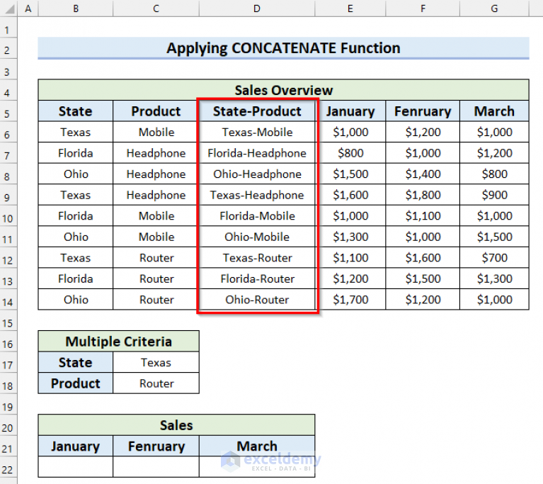 VLOOKUP With Multiple Criteria And Multiple Results 8 Examples   10. VLOOKUP With Multiple Criteria And Multiple Results 767x683 