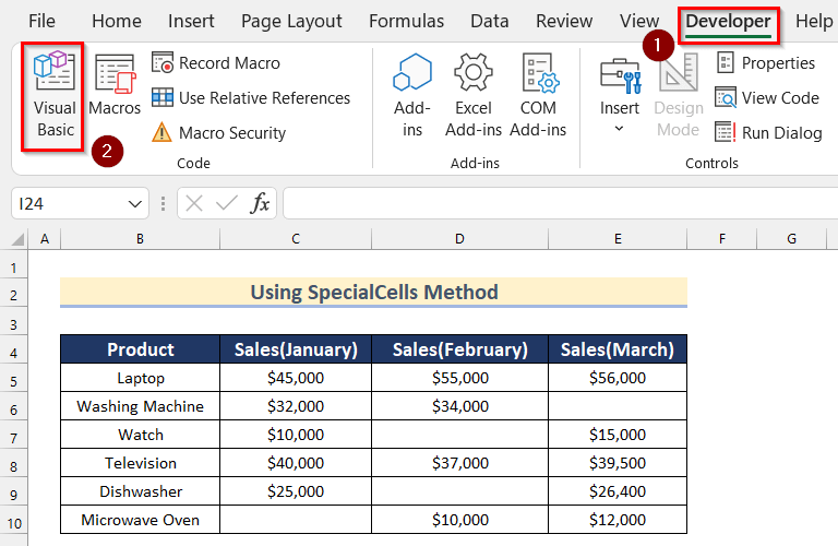 Excel Vba Selection specialcells xlcelltypeblanks select JWord 