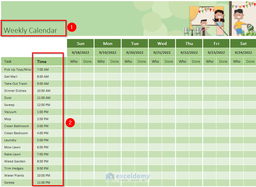 How To Create A Weekly Calendar In Excel 3 Methods 