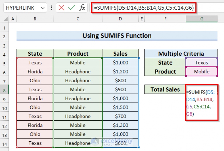 How To Use SUMIFS Function In Excel With Multiple Criteria