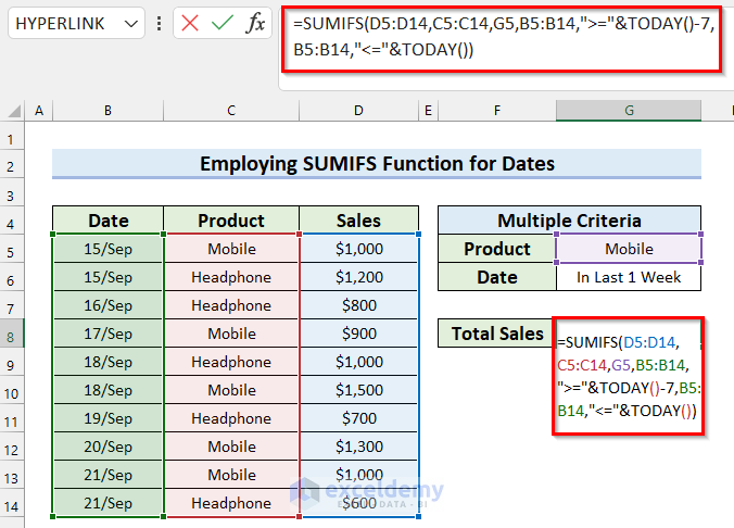 How to Use SUMIFS Function in Excel with Multiple Criteria