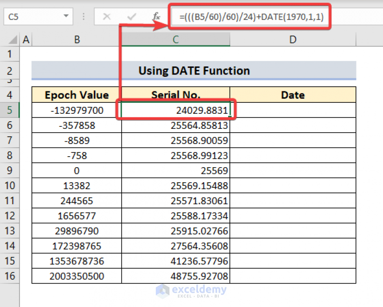 Convert Epoch Time To Date In Excel 2 Easy Methods 