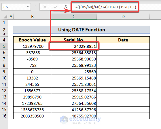 Convert Epoch Time To Date In Excel 2 Easy Methods 