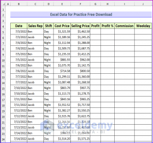 Excel Data for Practice Free Download - ExcelDemy