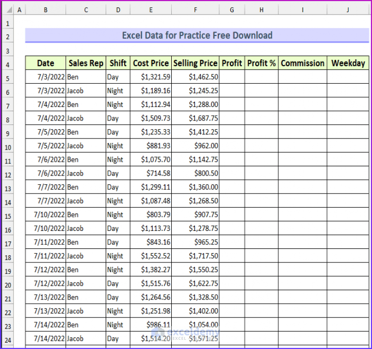 Excel Data For Practice Free Download ExcelDemy