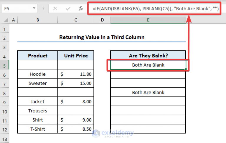 Excel Formula If Two Cells Are Blank