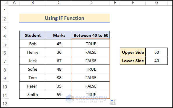 How To Check If A Value Is Between Two Numbers In Excel