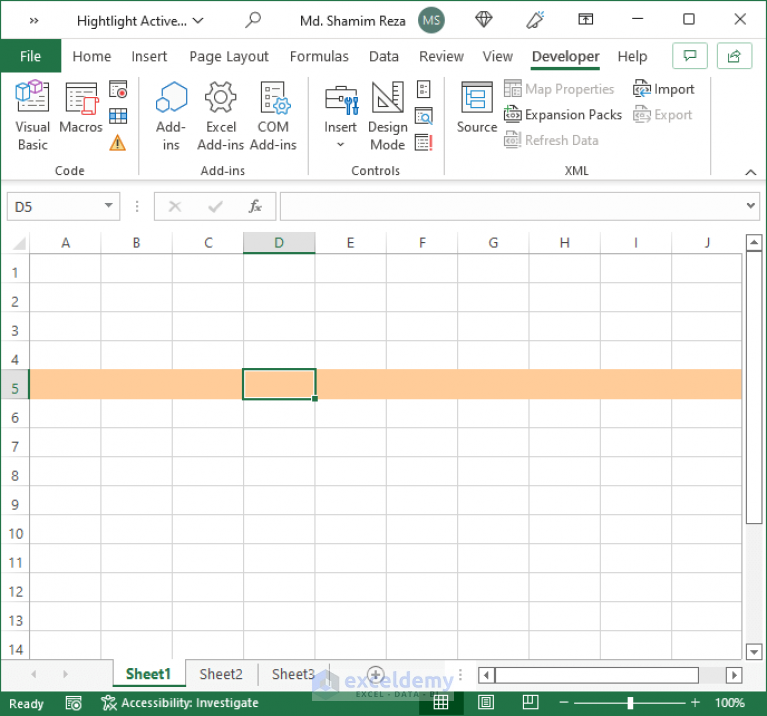 How To Highlight Active Row In Excel Vba