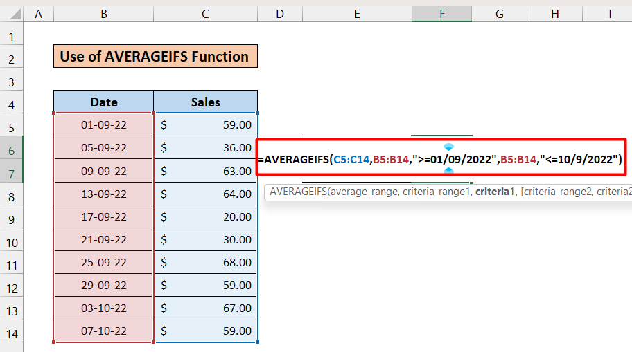 How To Apply AVERAGEIFS Function Between Two Dates In Excel