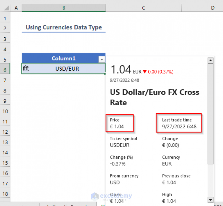 convert 1 dollar into euro