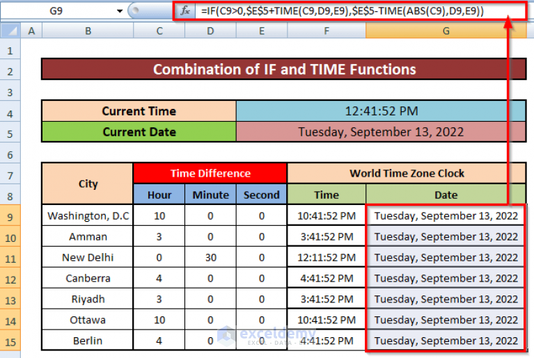 how-to-create-world-time-zone-clock-in-excel-2-easy-methods