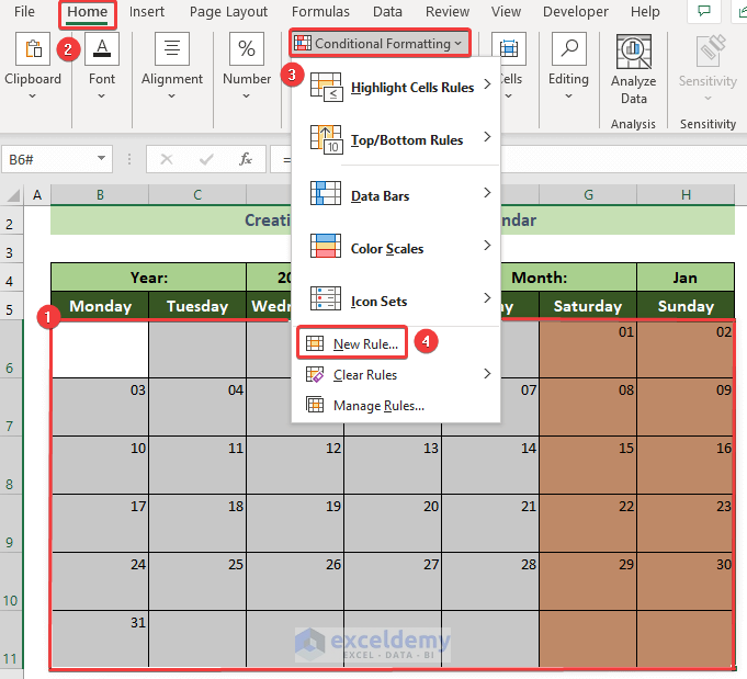 How To Create A Monthly Calendar In Excel 3 Effective Ways 