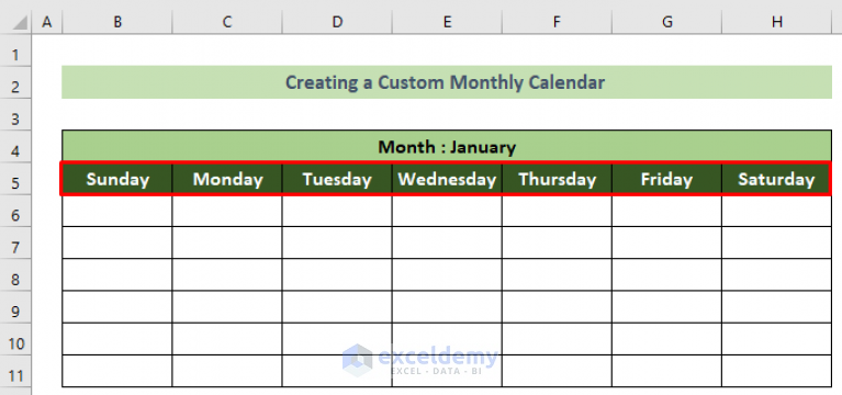 how-to-create-a-monthly-calendar-in-excel-3-effective-ways