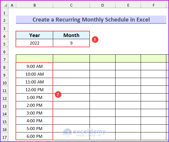 How To Create A Recurring Monthly Schedule In Excel ExcelDemy