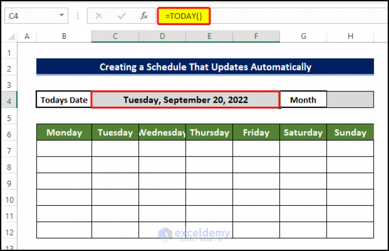 How To Create A Monthly Schedule In Excel That Updates Automatically