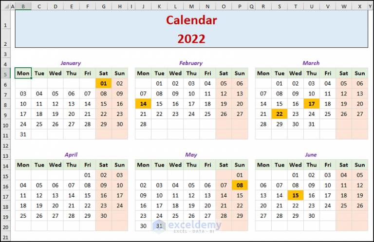 How To Create A Yearly Calendar In Excel with Easy Steps 