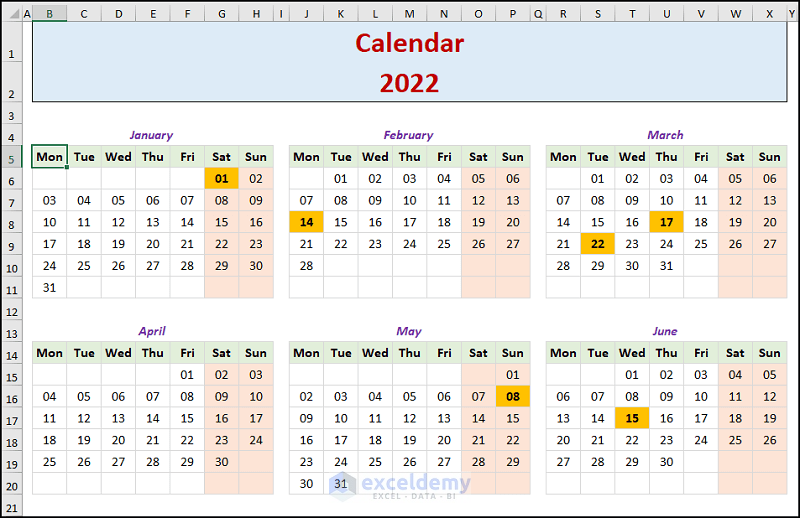  How To Create A Yearly Calendar In Excel with Easy Steps 