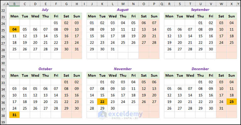 how-to-create-a-yearly-calendar-in-excel-with-easy-steps