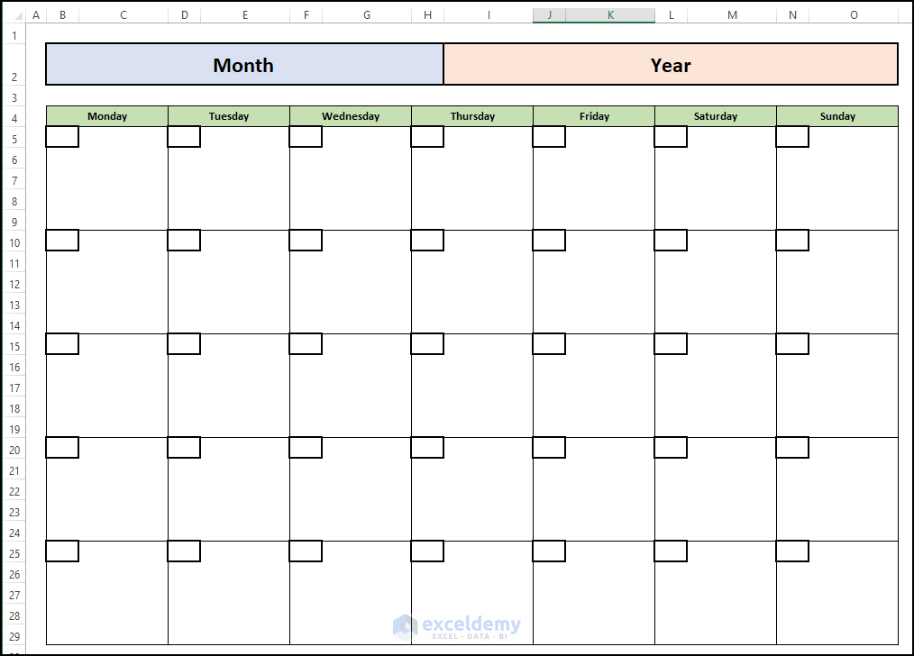 How to Make a Blank Calendar in Excel (Download Free Template)