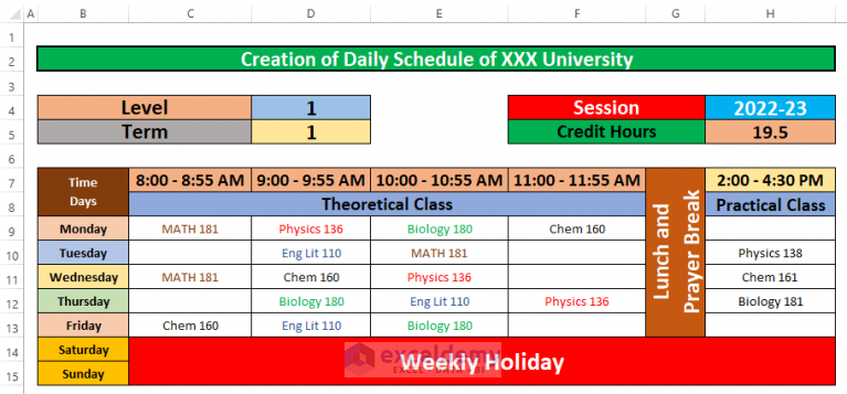 how-to-make-a-daily-schedule-in-excel-6-practical-examples