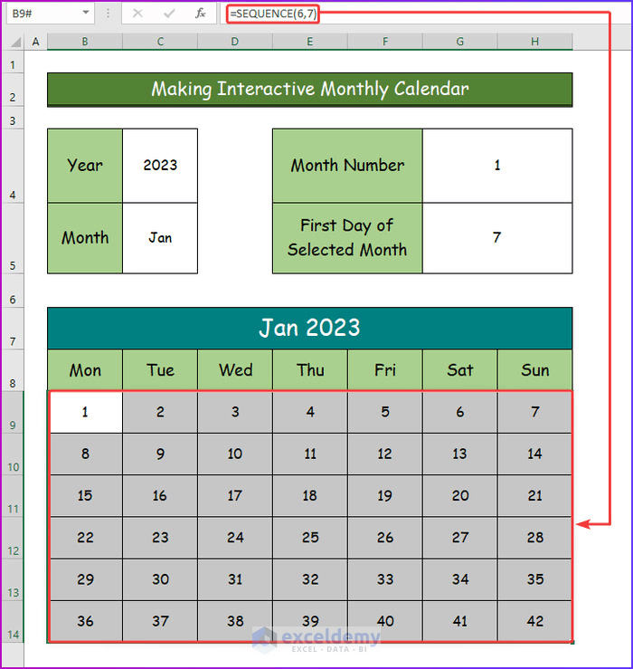 How To Make An Interactive Calendar In Excel 2 Easy Ways 