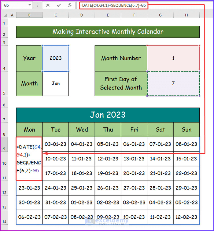  How To Make An Interactive Calendar In Excel 2 Easy Ways 