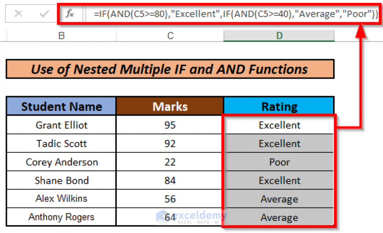 Nested IF and AND Functions in Excel (4 Suitable Examples)