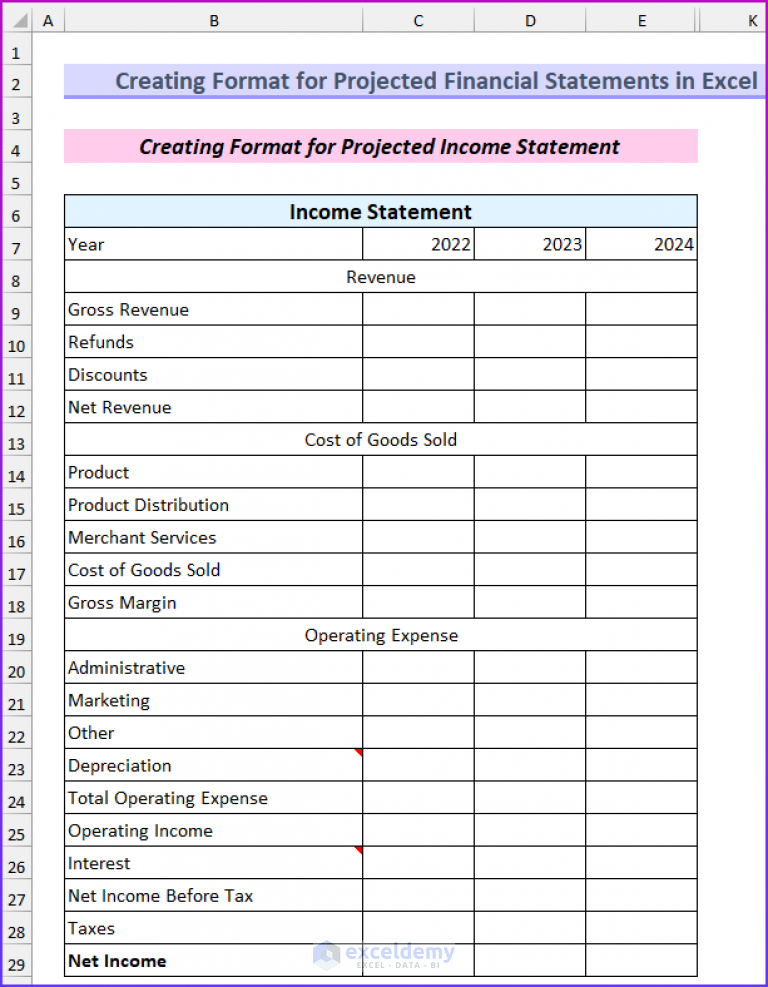 how-to-create-format-for-projected-financial-statements-in-excel