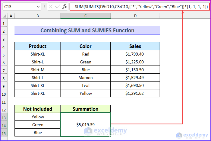 how-to-use-sumifs-when-cells-are-not-equal-to-multiple-text